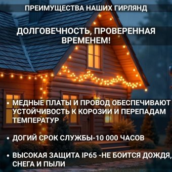 Светодиодная гирлянда на солнечной батарее 200 LED, 20 метров MF20