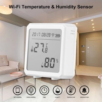 Датчик температуры и влажности Wi-Fi ANYSMART, ЖК-дисплей,  черный
