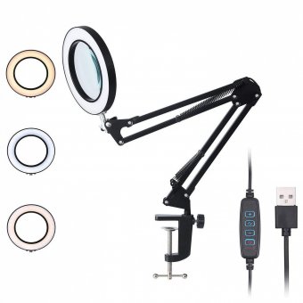 Лупа-лампа ANYSMART, настольная, на струбцине 64 LED, 10х, складная