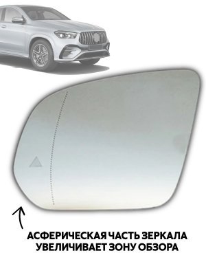 Зеркальный элемент левого зеркала Mersedes 167 GLS, GLE, G, подогрев, мертвые зоны, автозатемнение
