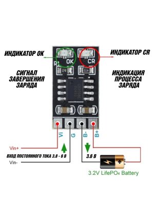 Модуль зарядного устройства 3,2 В LiFePO4, 3,6 В 1A CV/ CC выделенный