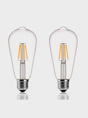 Лампа Эдисона светодиодная филаментная прозрачная  ANYSMART 6W 2700K Е27, 2 штуки