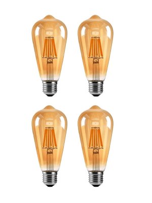 Лампа Эдисона светодиодная филаментная желтая ANYSMART 6W 2700K Е27, 4 штуки