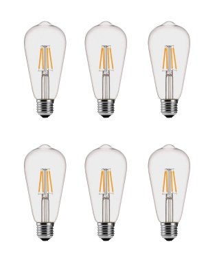 Лампа Эдисона светодиодная филаментная прозрачная ANYSMART 6W 2700K Е27, 6 штук