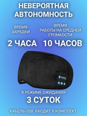 Наушники для сна беспроводные с микрофоном, маска ANYSMART Bluetooth 5.0 черные 228479
