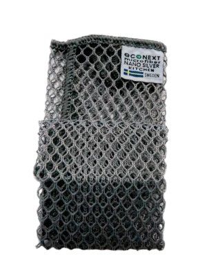 Губка для мытья посуды, сетка узелковая микрофибра EcoNext "Жирубой" серая 30х30см