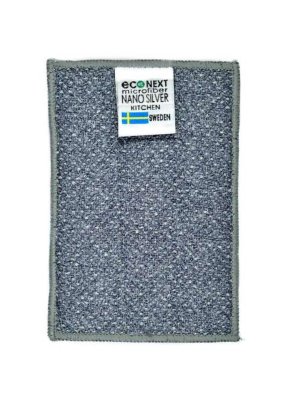 Набор губок для мытья посуды микроволокно EcoNext "Чистодел" серые 10х15см, 2 штуки