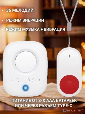 Тревожная кнопка помощи, система вызова персонала с оповещением на переносной пейджер, беспроводная система