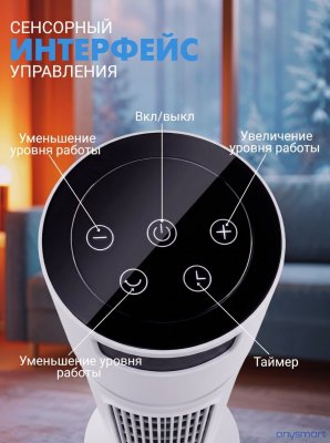 Обогреватель для дома электрический, тепловентилятор напольный, 2000W, белый