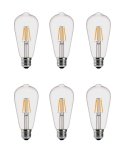 Лампа Эдисона светодиодная филаментная прозрачная  ANYSMART 6W 2700K Е27, 6 штук