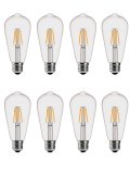Лампа Эдисона светодиодная филаментная прозрачная  ANYSMART 6W 2700K Е27, 8 штук