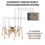 Люстра потолочная подвесная "Паук канат" в стиле лофт на 10 ламп, ANYSMART (лампы в комплекте)