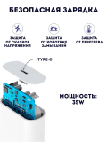 Зарядное устройство для iPhone и Android, Type C 35W блок питания для быстрой зарядки, 1 м