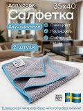 Салфетка для уборки универсальная микрофибра EcoNext "Дива" серая 35х40см, 2 штуки